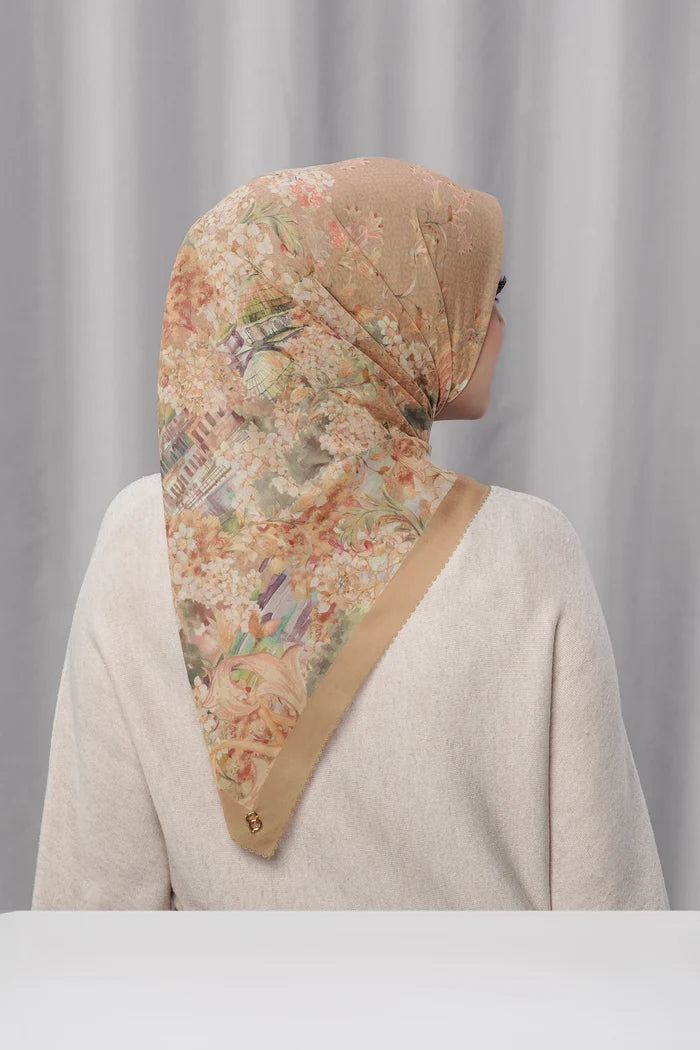 istanbul printed square scarf in baklava by buttonscarves back view