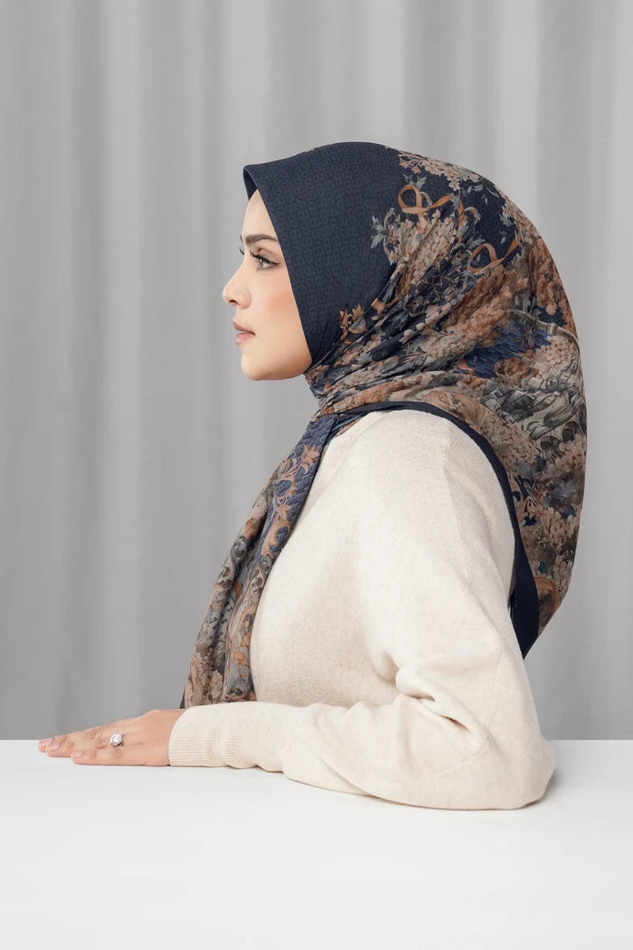 istanbul printed square scarf in bosphorus by buttonscarves side view