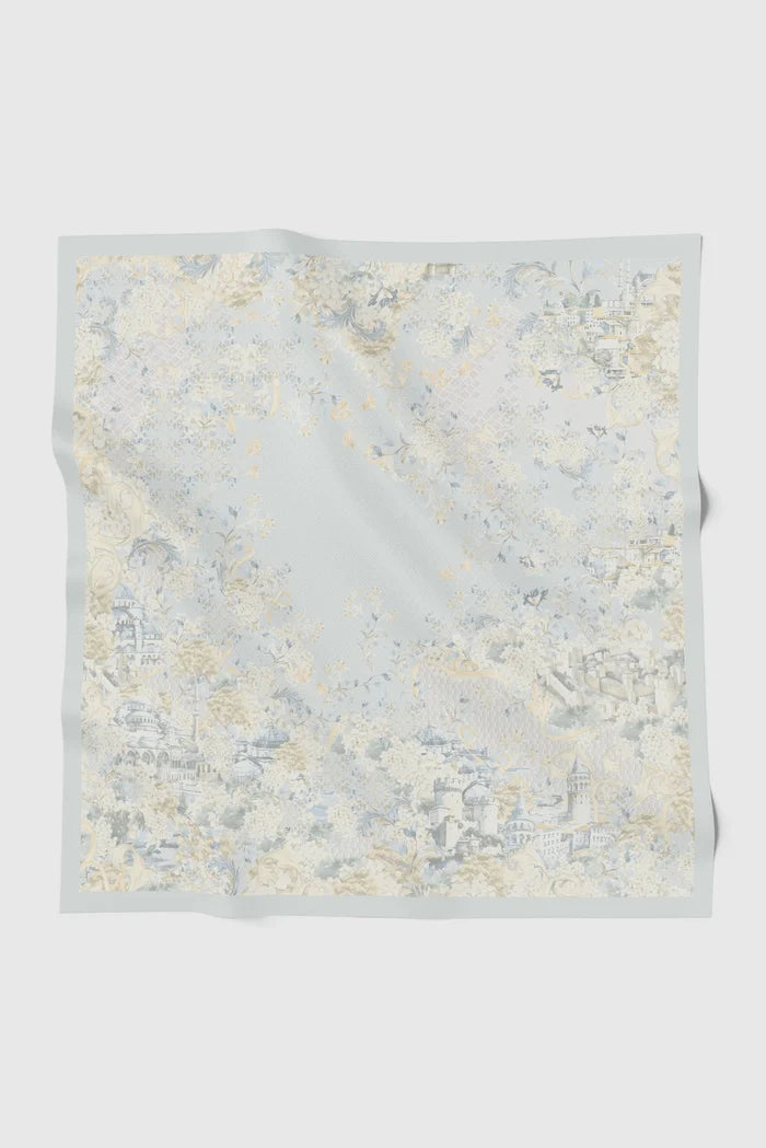 istanbul printed square scarf in dove by buttonscarves