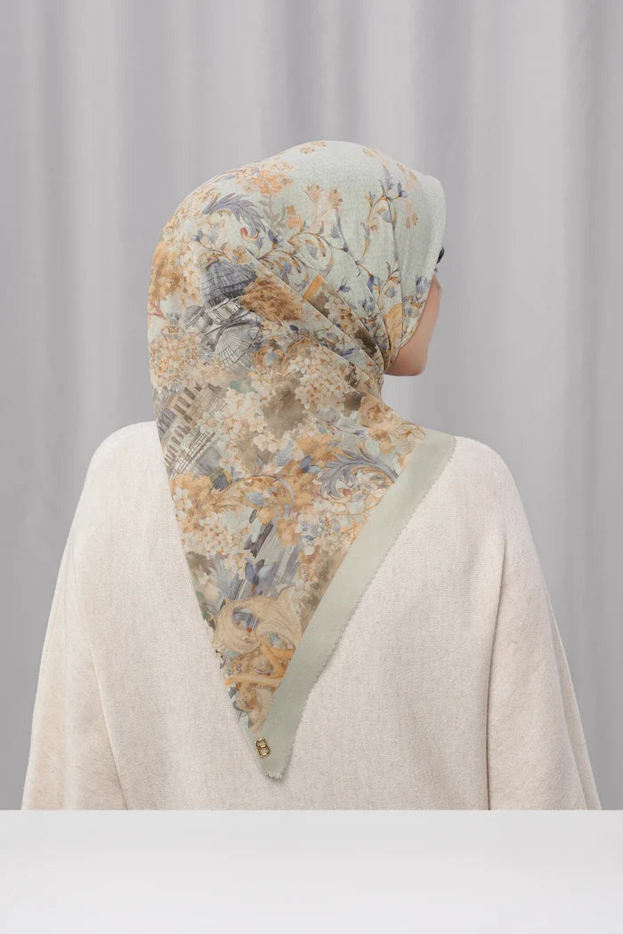 istanbul printed square scarf in galata by buttonscarves back view