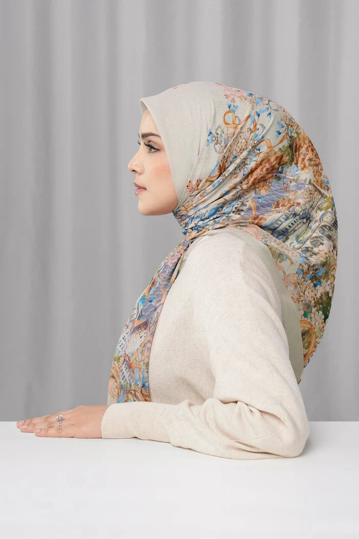 istanbul printed square scarf in hagia by buttonscarves side view
