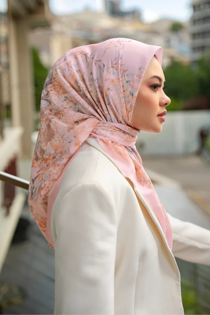istanbul printed square scarf in lokum by buttonscarves style look