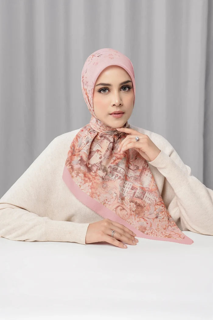 istanbul printed square scarf in lokum by buttonscarves front view