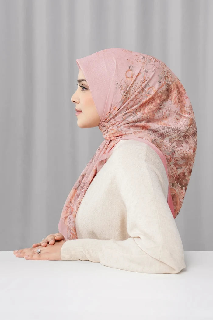 istanbul printed square scarf in lokum by buttonscarves side view