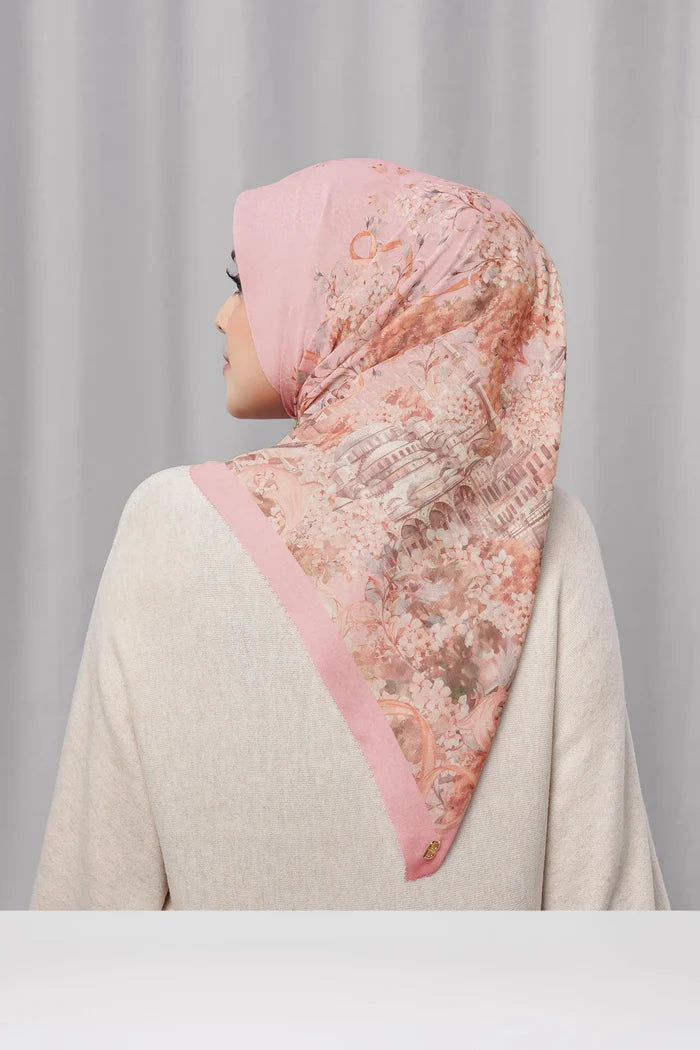 istanbul printed square scarf in lokum by buttonscarves back view