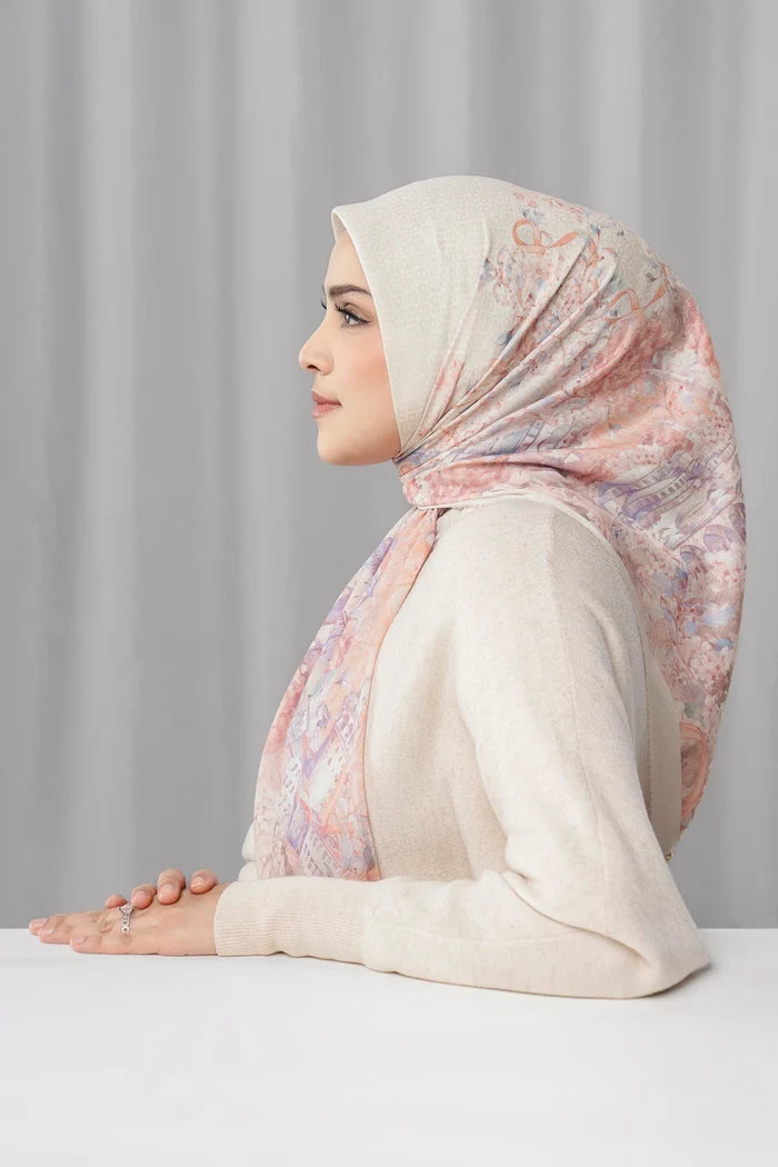 istanbul printed square scarf in palace by buttonscarves side view