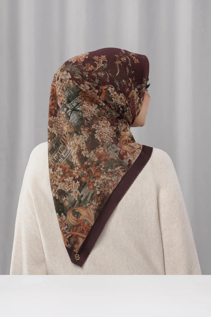 istanbul printed square scarf in taksim by buttonscarves back view