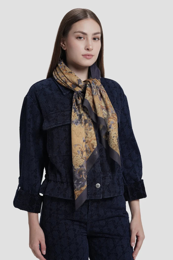 istanbul printed square scarf in zeytin by buttonscarves style look