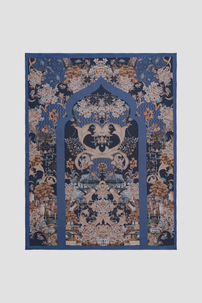 istanbul satin silk prayer robe in bosphorus by buttonscarves with a little mat