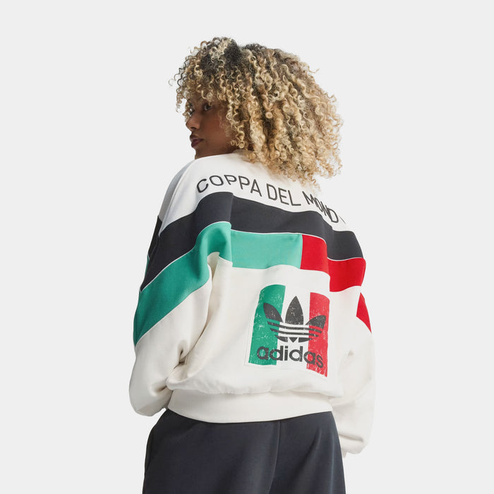 Italia Coppa Del Mundo Womens Crewneck (Cloud White/Black/Vivid Red/Semi Court Green)