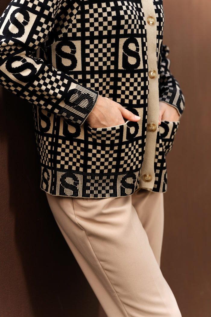 Ivy Plaid Cardigan - Black