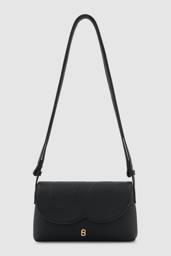 jenny sling bag in black by buttonscarves front view
