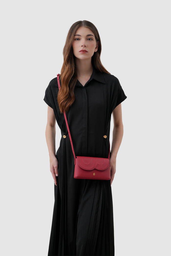 jenny sling bag in scarlet red by buttonscarves crossbody carry style