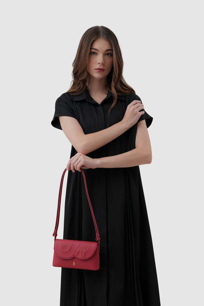 jenny sling bag in scarlet red by buttonscarves