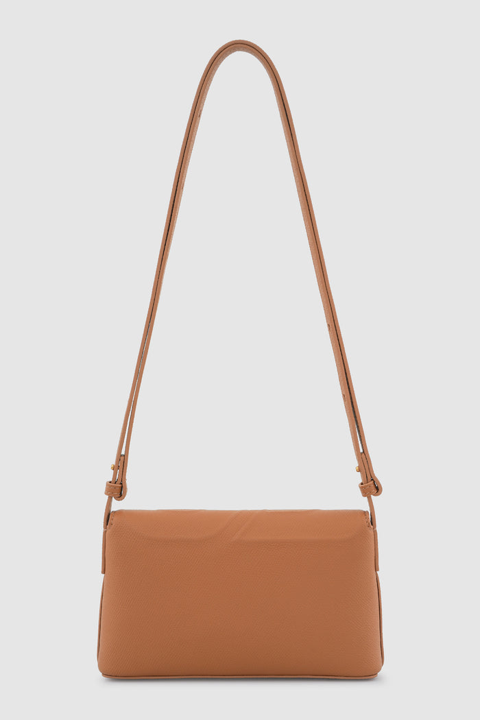 jenny sling bag in tan by buttonscarves back view