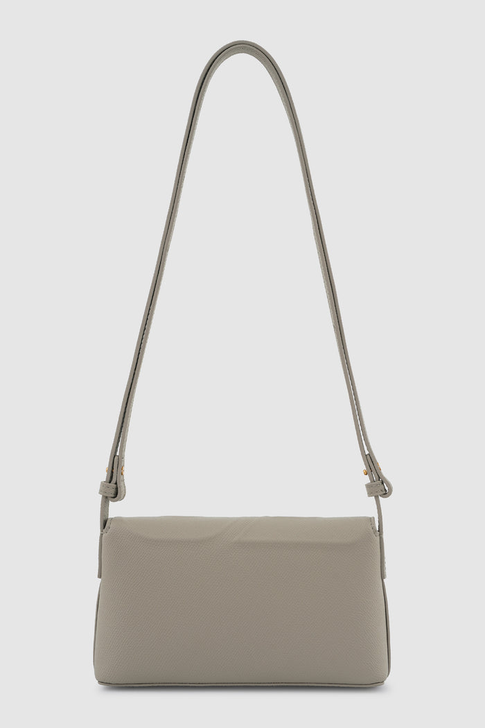 jenny sling bag in taupe by buttonscarves back view