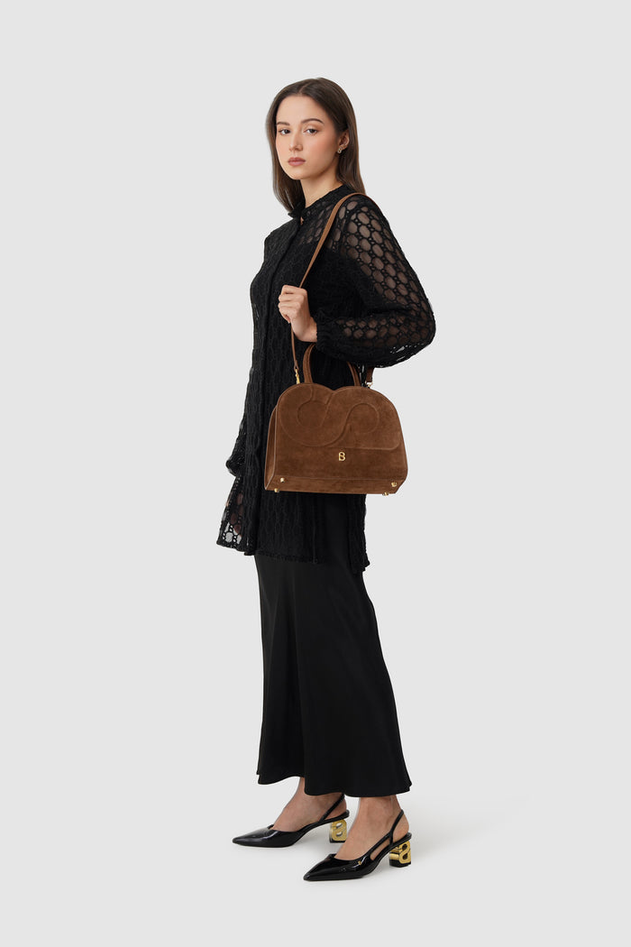 Joy Bag Medium - Suede Leather - Caramel