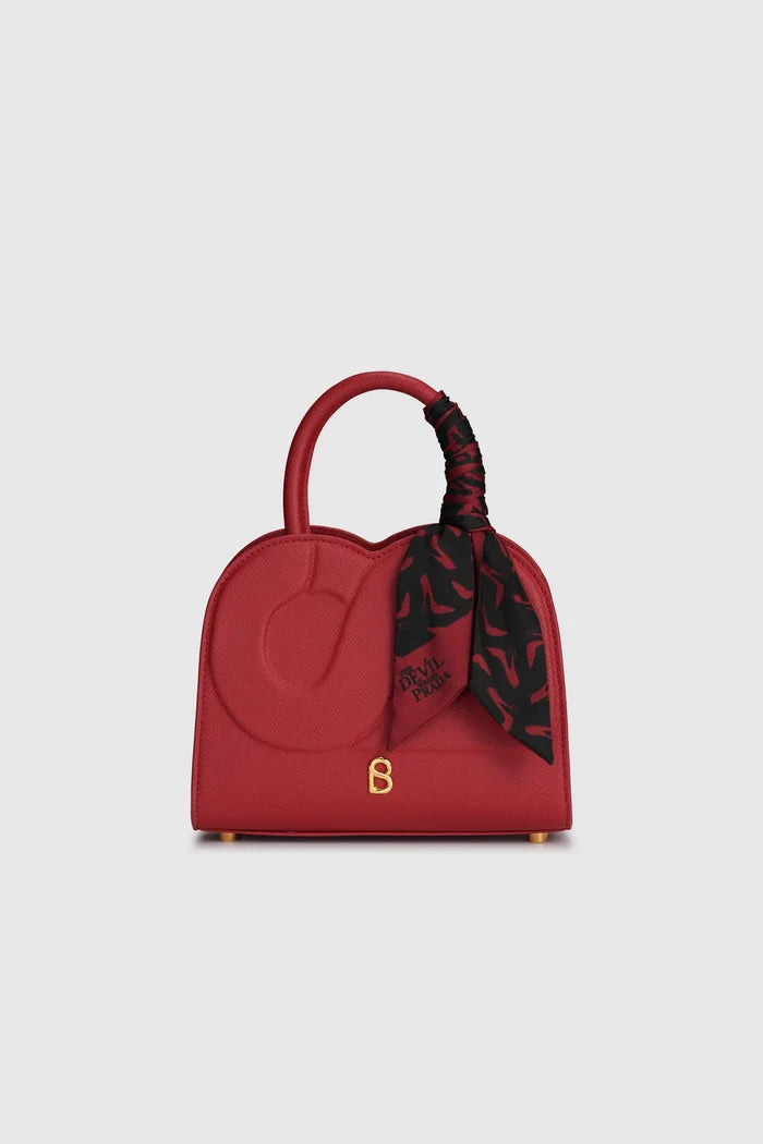 joy bag small in red by buttonscarves x the devil wears prada 2