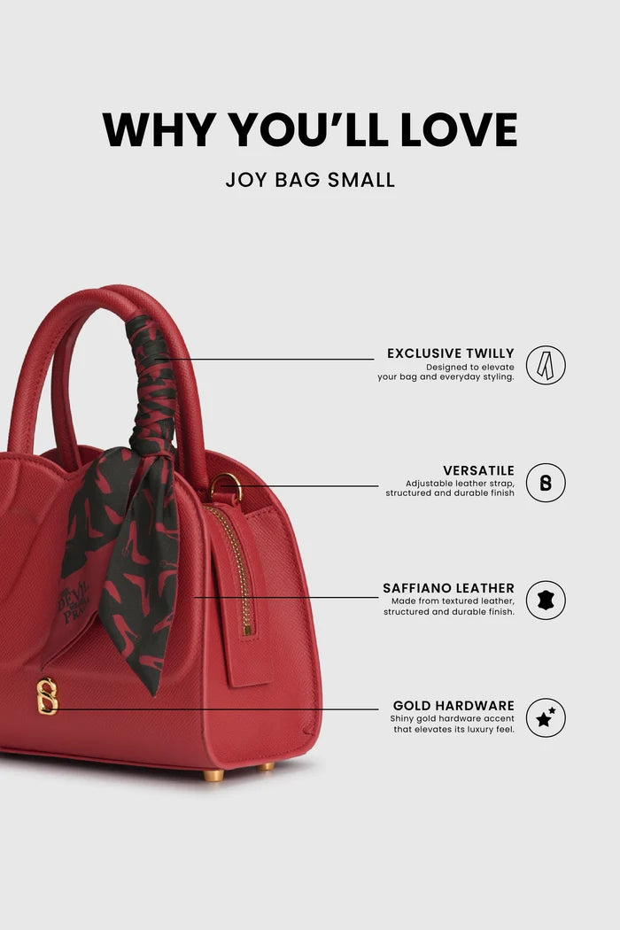joy bag small in red by buttonscarves x the devil wears prada 2 feature overview