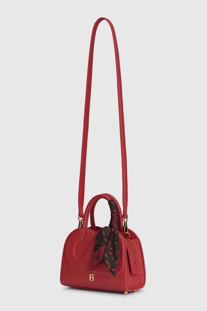joy bag small in red by buttonscarves x the devil wears prada 2 with detachable strap