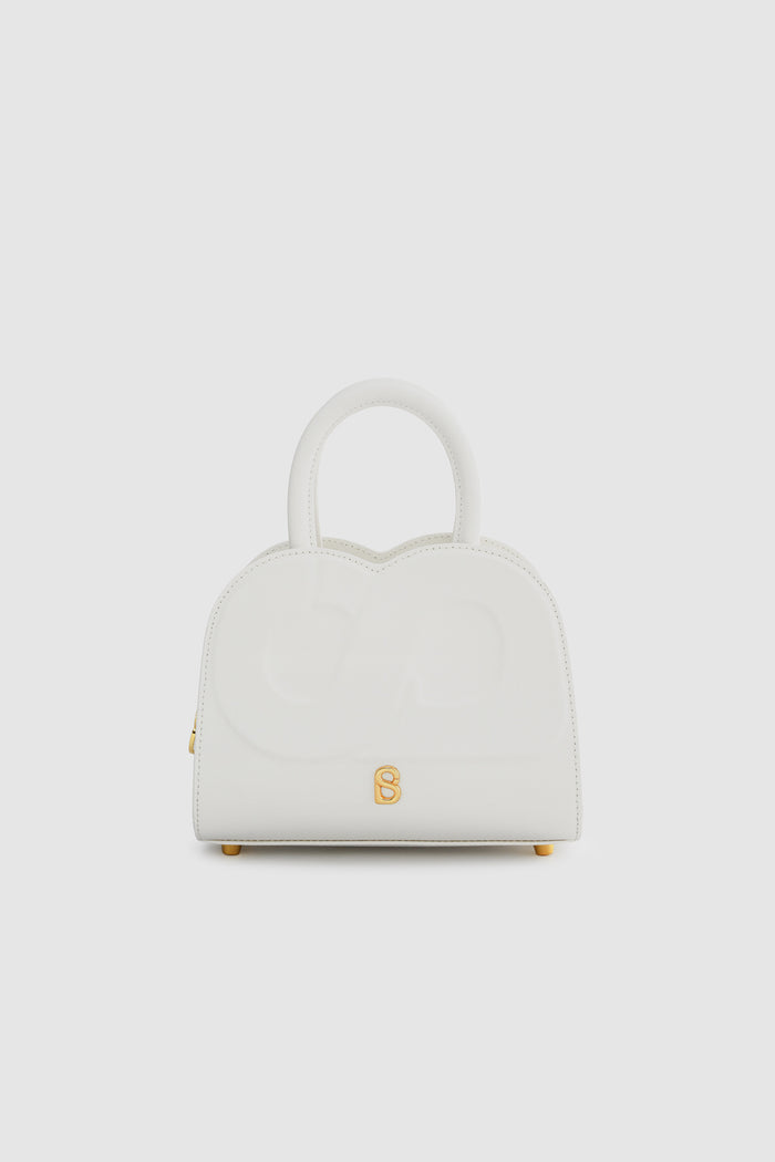 joy bag small with saffiano leather in bianco candido by buttonscarves