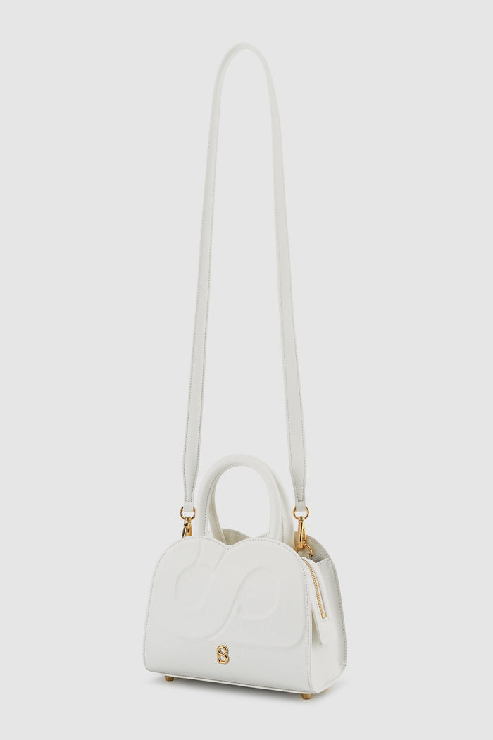 joy bag small with saffiano leather in bianco candido by buttonscarves with detachable strap
