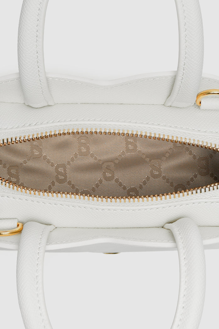 joy bag small with saffiano leather in bianco candido by buttonscarves interior compartment