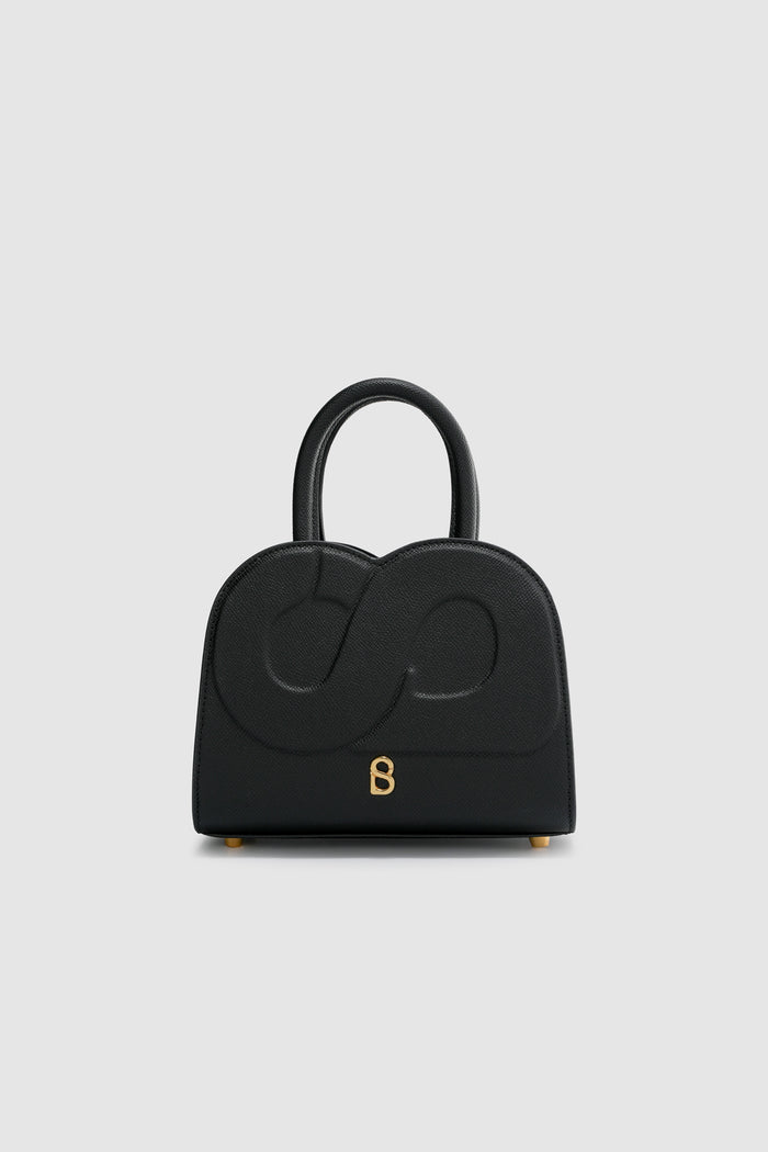 joy bag small with saffiano leather in black by buttonscarves