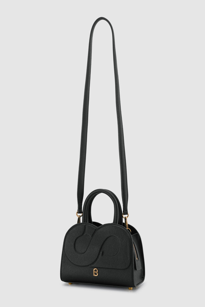 joy bag small with saffiano leather in black by buttonscarves with detachable strap