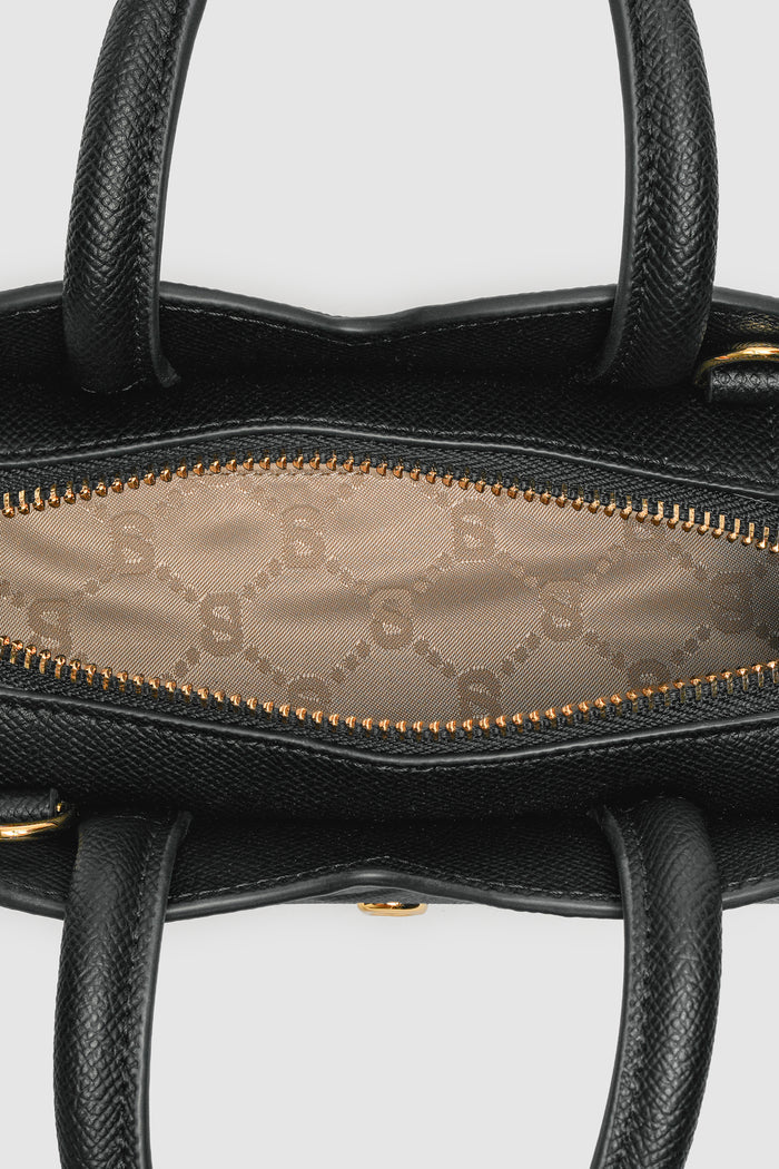 joy bag small with saffiano leather in black by buttonscarves interior compartment