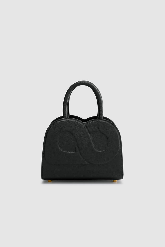 joy bag small with saffiano leather in black by buttonscarves back view
