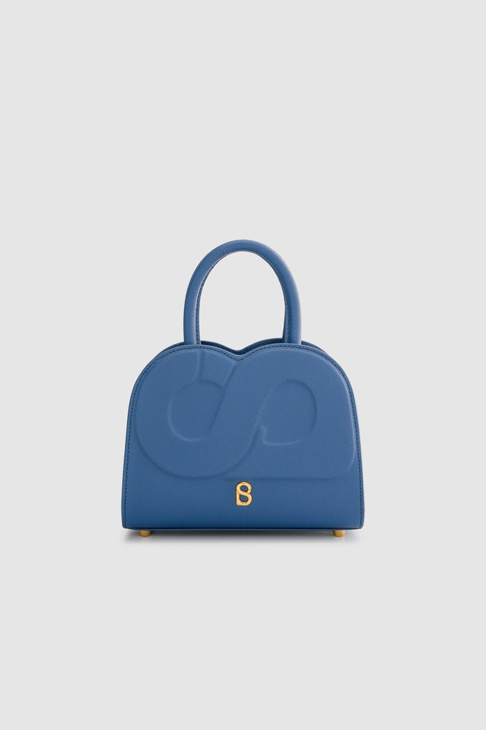 joy bag small with saffiano leather in bluebell by buttonscarves