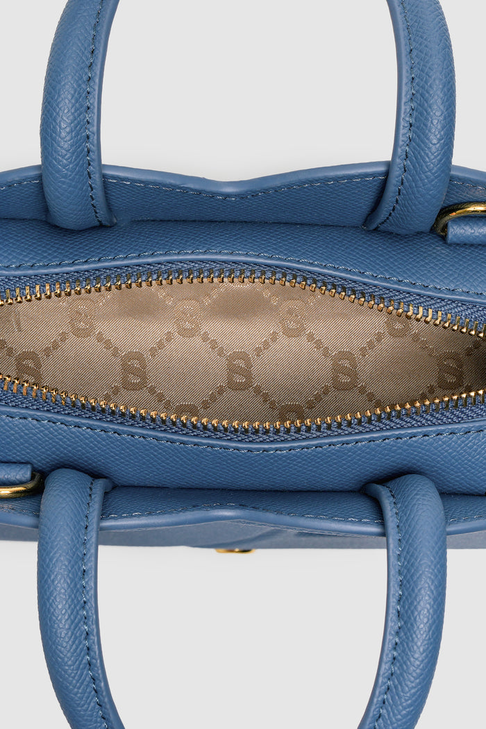 joy bag small with saffiano leather in bluebell by buttonscarves interior compartment