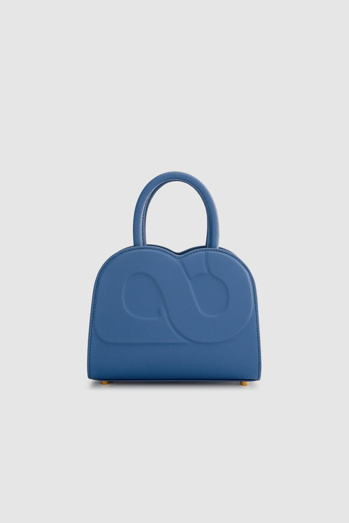 joy bag small with saffiano leather in bluebell by buttonscarves back view
