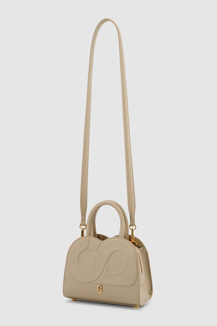 joy bag small with saffiano leather in clay by buttonscarves with detachable strap