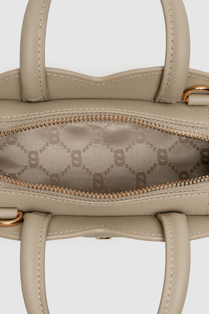 joy bag small with saffiano leather in clay by buttonscarves interior compartment