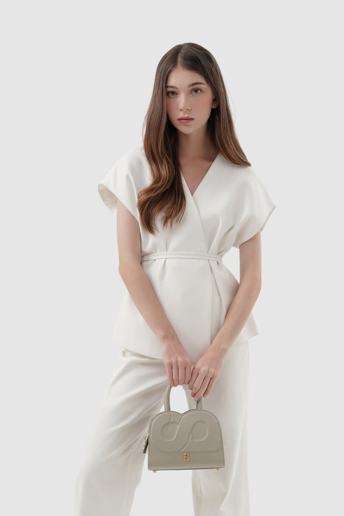 joy bag small with saffiano leather in creta by buttonscarves hand carried style