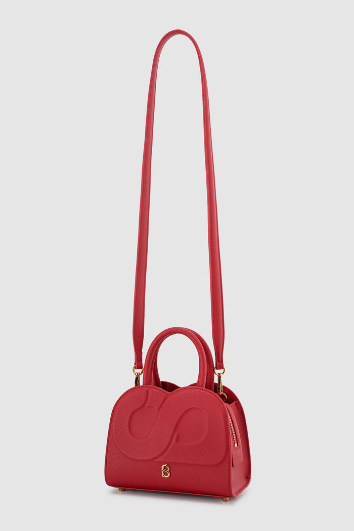 joy bag small with saffiano leather in lacca by buttonscarves with detachable strap