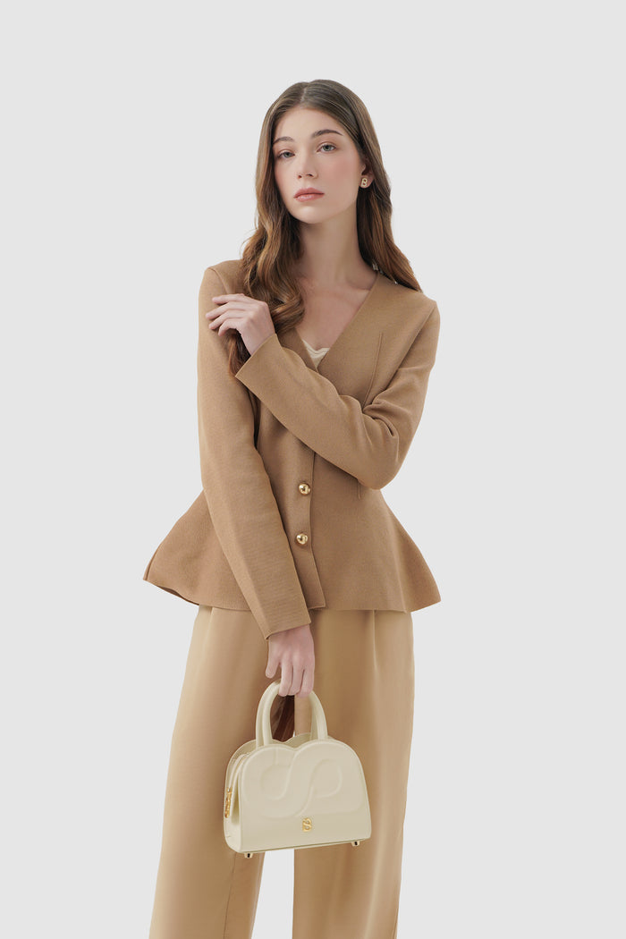 joy bag small with saffiano leather in lamb by buttonscarves hand carried style