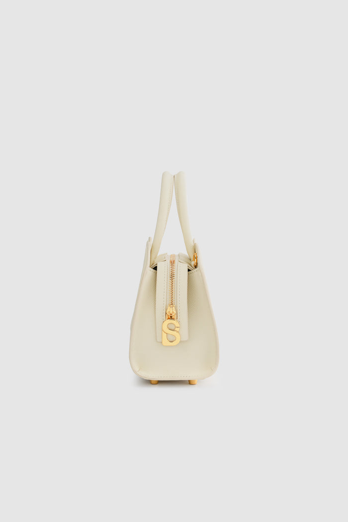 joy bag small with saffiano leather in lamb by buttonscarves side view