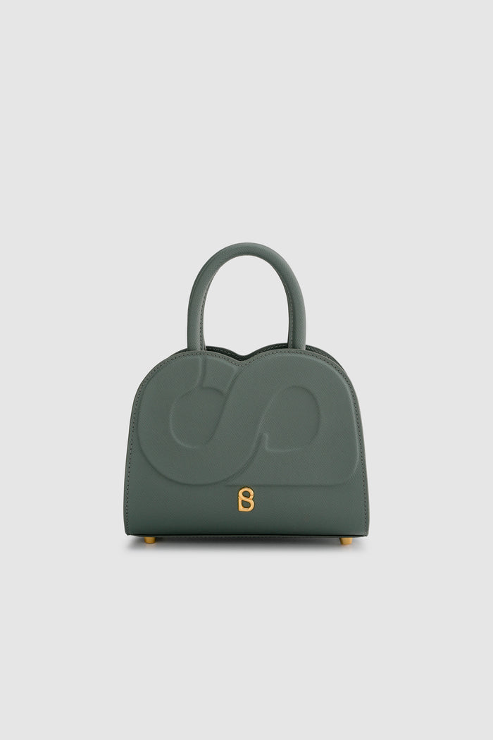 joy bag small with saffiano leather in loden by buttonscarves