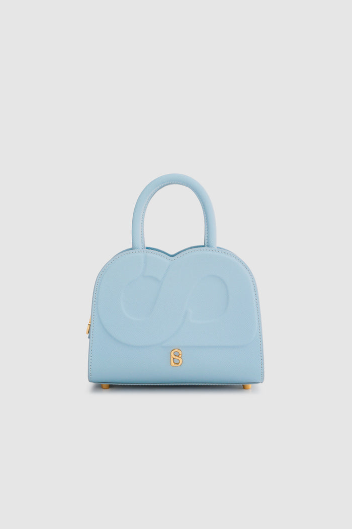 joy bag small with saffiano leather in waterfall by buttonscarves