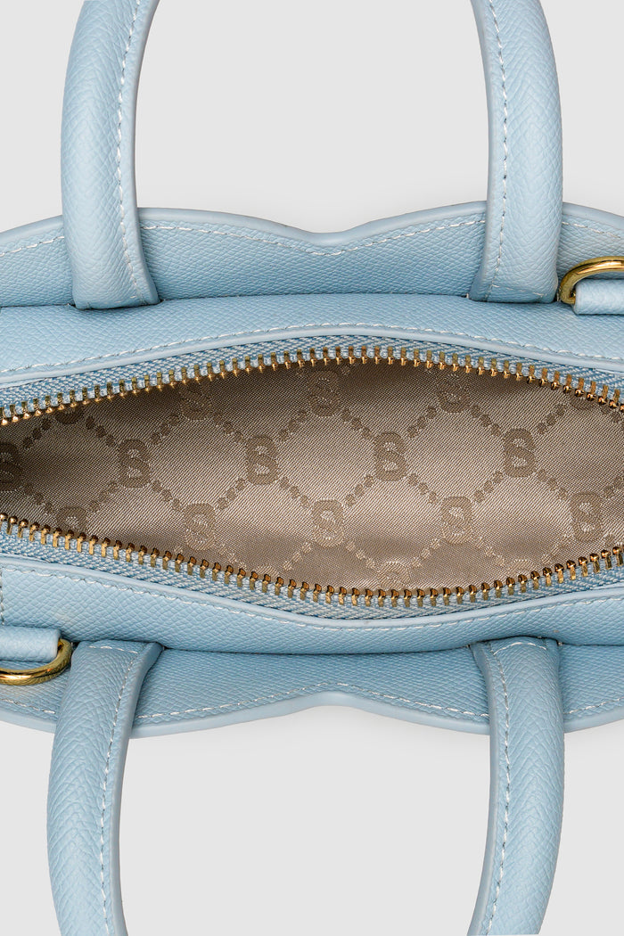 joy bag small with saffiano leather in waterfall by buttonscarves interior compartment