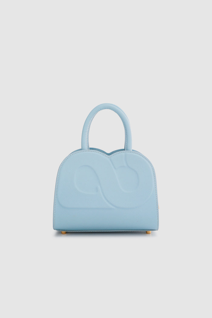 joy bag small with saffiano leather in waterfall by buttonscarves back view