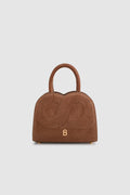 joy bag small with suede leather in caramel by buttonscarves