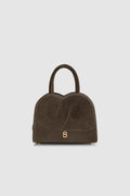 joy bag small with suede leather in dark brown by buttonscarves