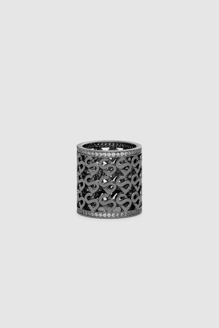kara ring brooch in hematite details