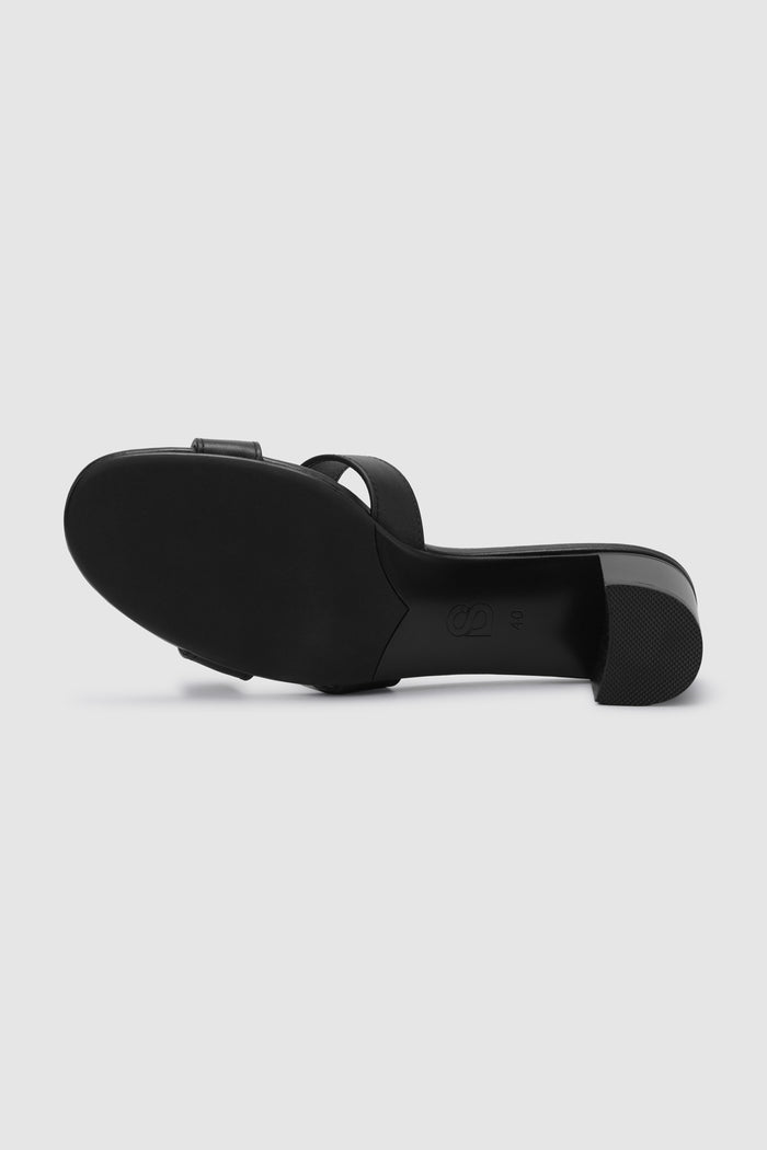 kefi block heels in black by butonscarves bottom view