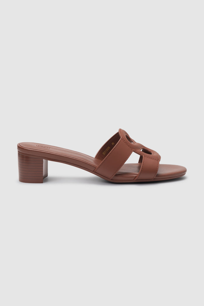 kefi block heels in brown by buttonscarves side view
