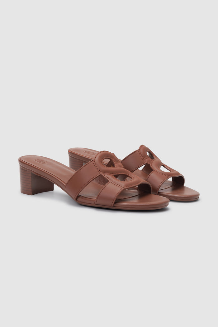 kefi block heels in brown by buttonscarves side view